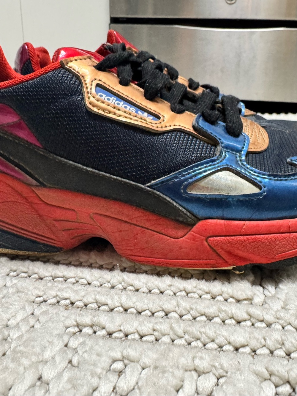 adidas women’s Black, Red, Blue Multicolor Lace-Up Sneakers - Picture 3 of 10